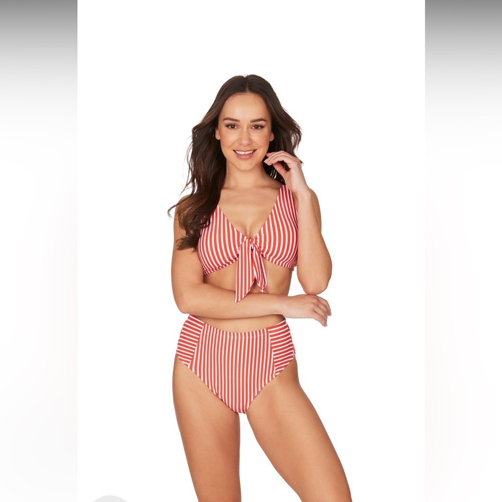 Nip Tuck Red and White Striped Bikini‎ Bottom